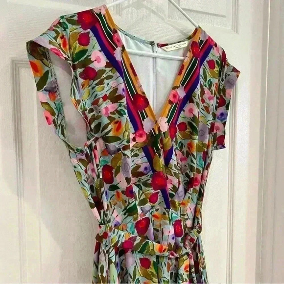 eShakti Wayward Fancies Floral Dress 16/XL V Neck Pockets Scarf Hem Cottagecore - Picture 5 of 17